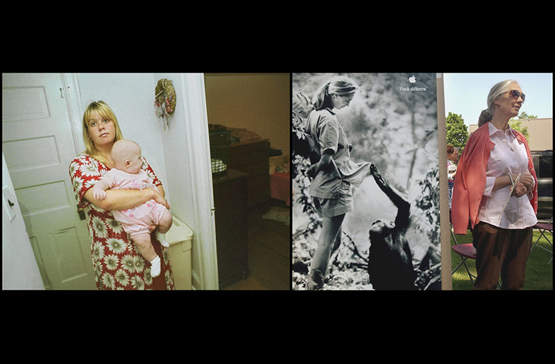 Photo of mother and child, and photo of Environmentalist Jane Goodall, Pennsylvania. Linda Johnson Photography, Linda Johnson Photographs.